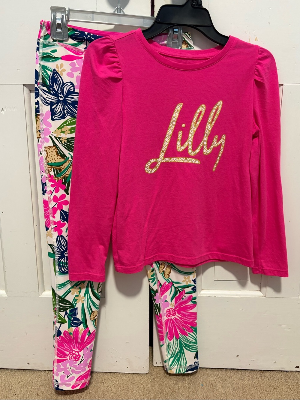 Girl’s Lilly Pulitzer Pink Top & Printed Leggings Set